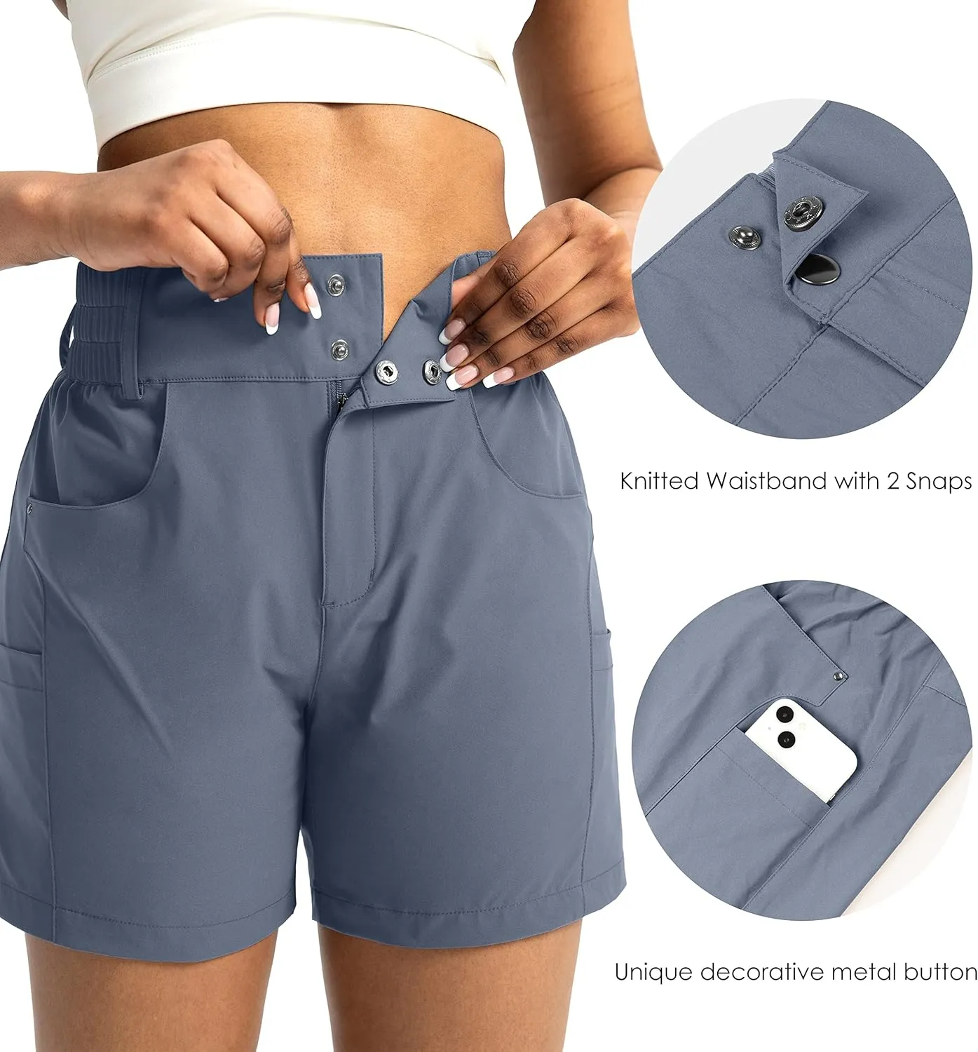 Viodia Women's 5" Hiking Golf Shorts with Pockets High Waist Stretch Cargo Short Shorts for Women Casual Summer