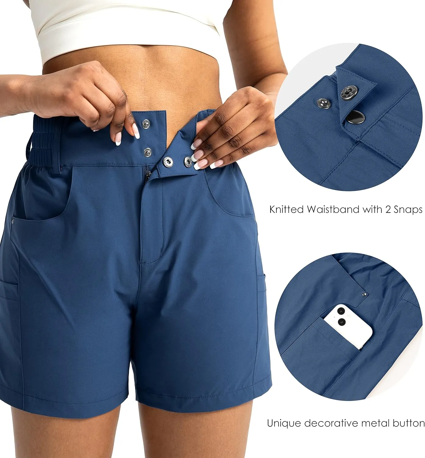 Viodia Women's 5" Hiking Golf Shorts with Pockets High Waist Stretch Cargo Short Shorts for Women Casual Summer