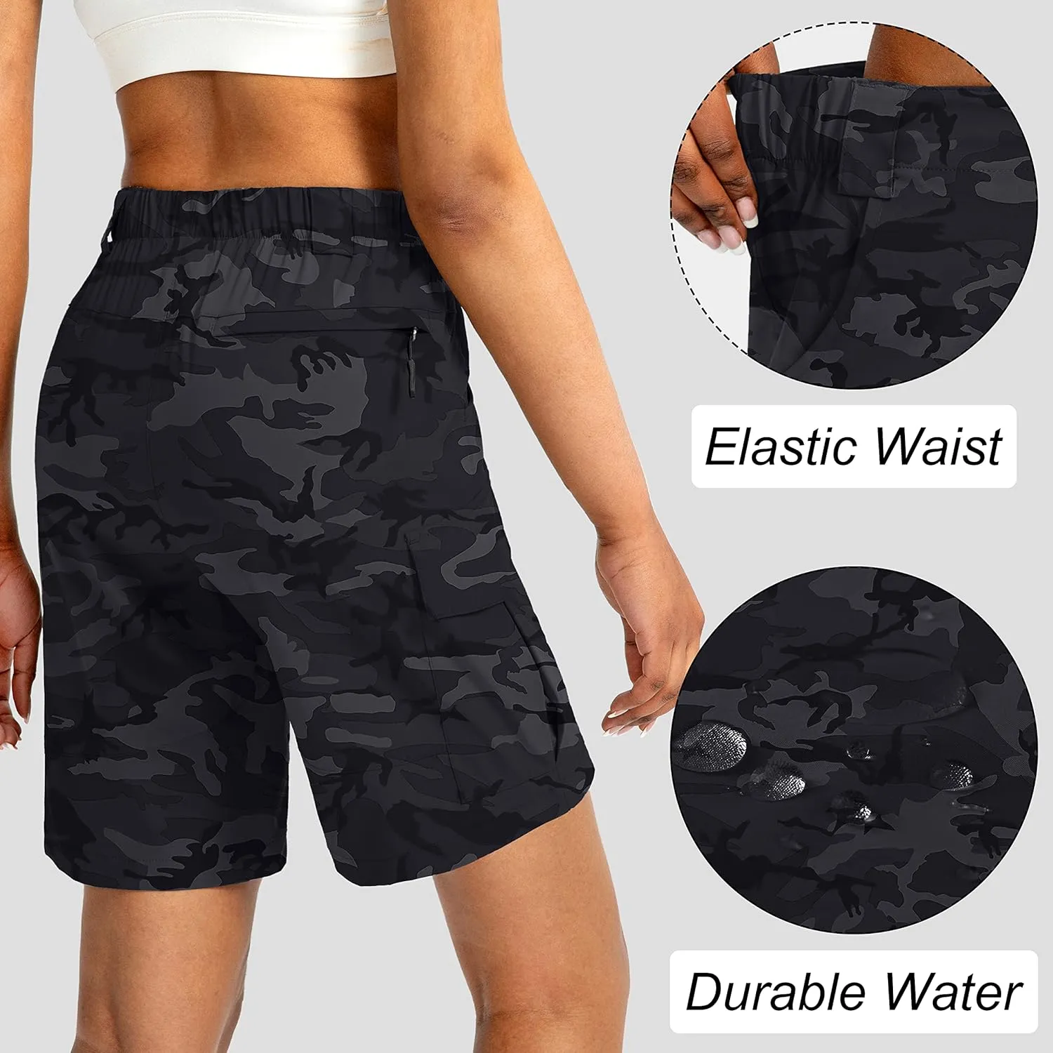Viodia Women's 7" Hiking Cargo Shorts with Pockets Quick Dry Lightweight Shorts for Women Golf Casual Summer Shorts