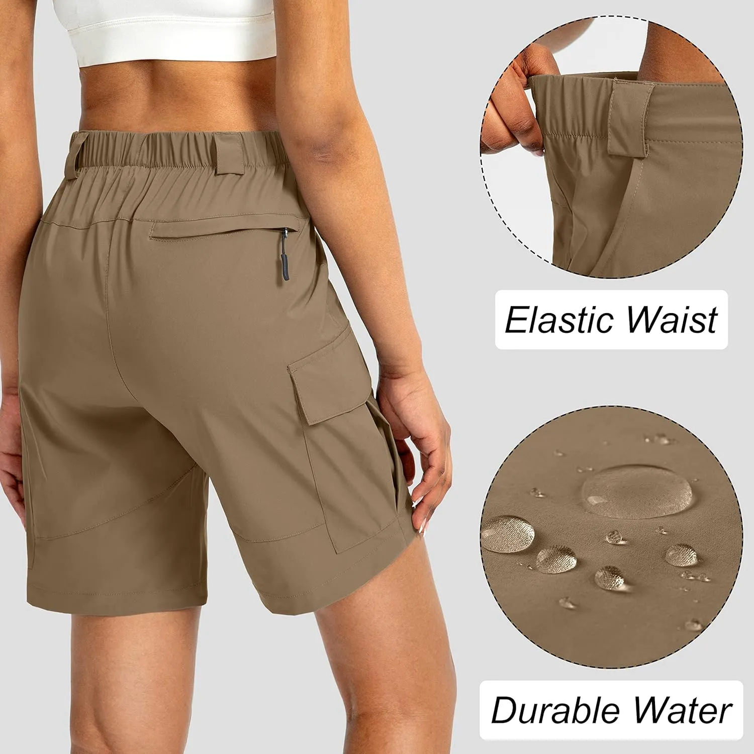 Viodia Women's 7" Hiking Cargo Shorts with Pockets Quick Dry Lightweight Shorts for Women Golf Casual Summer Shorts