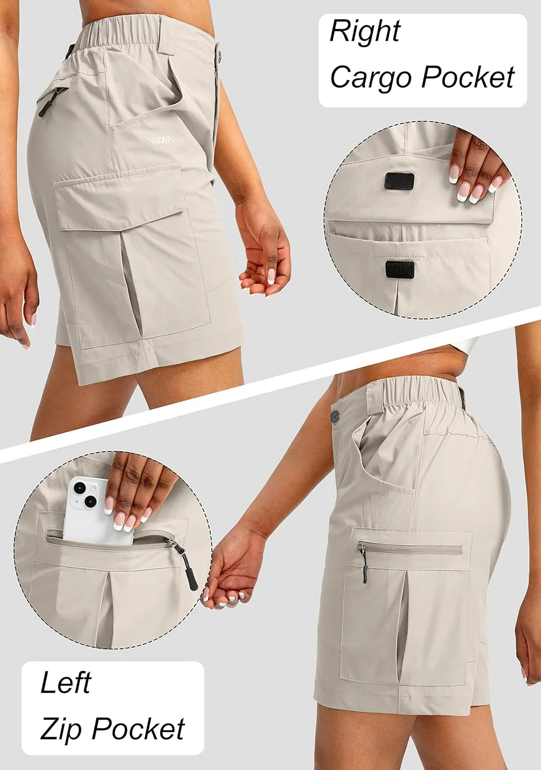 Viodia Women's 7" Hiking Cargo Shorts with Pockets Quick Dry Lightweight Shorts for Women Golf Casual Summer Shorts