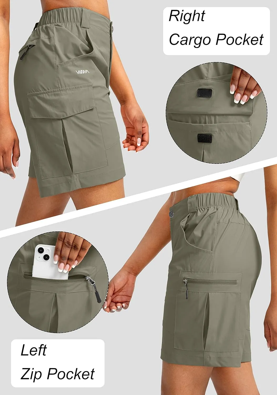 Viodia Women's 7" Hiking Cargo Shorts with Pockets Quick Dry Lightweight Shorts for Women Golf Casual Summer Shorts