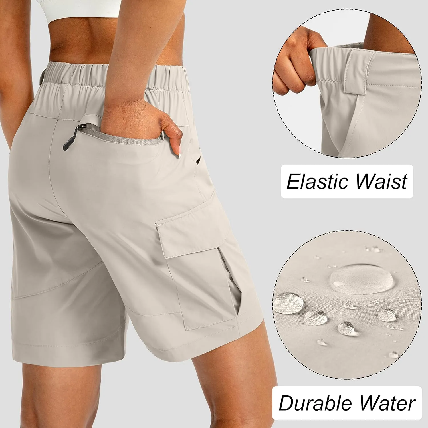 Viodia Women's 7" Hiking Cargo Shorts with Pockets Quick Dry Lightweight Shorts for Women Golf Casual Summer Shorts