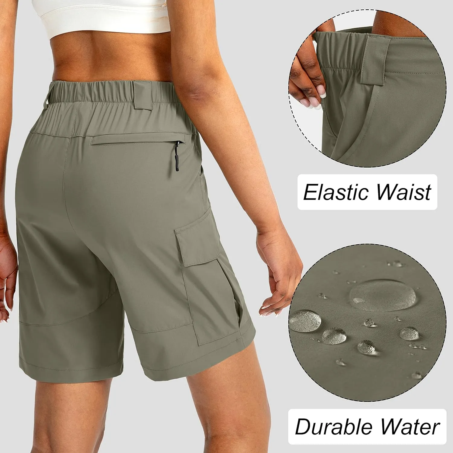 Viodia Women's 7" Hiking Cargo Shorts with Pockets Quick Dry Lightweight Shorts for Women Golf Casual Summer Shorts