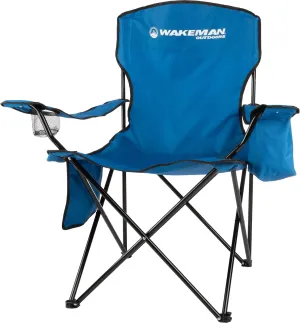 Wakeman Camping Chair - 300lb Capacity Folding Chair with Cupholder and Built-in Cooler - Oversized Heavy Duty Outdoor Camp or Beach Seat (Blue)