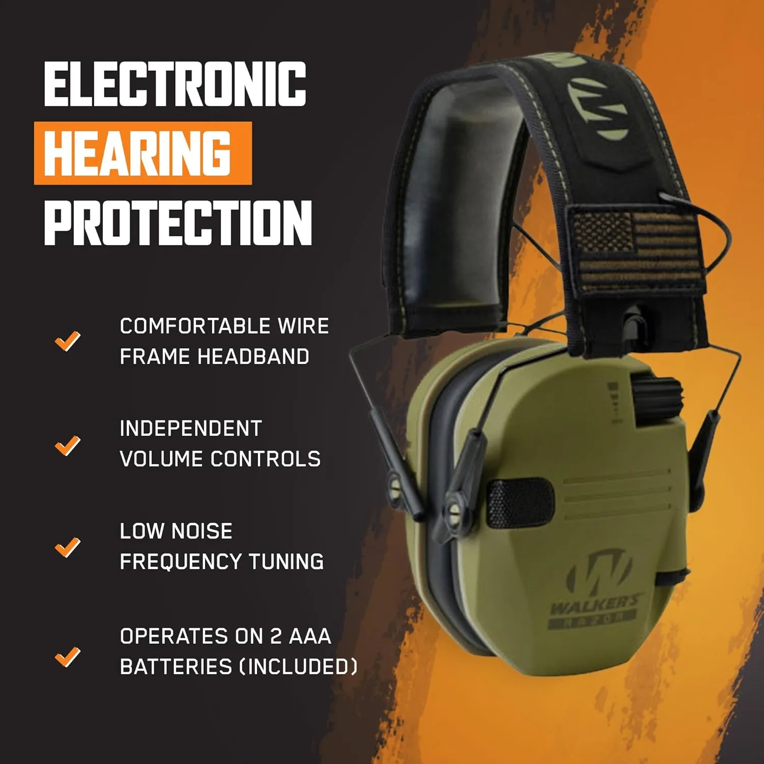 Walker's Razor Slim Shooter Electronic Hunting Folding Hearing Protection Earmuffs