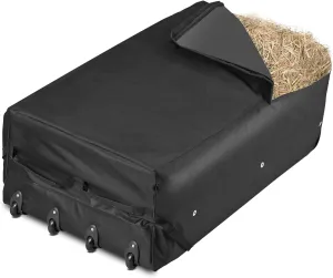Waterproof Rolling Hay Bale Bag, 4 Heavy Duty Wheels 46” x 23” x 16” Extra Large Hay Bale Storage Bag, Breathable Rolling Bale Bag for Storage and Transport, Black