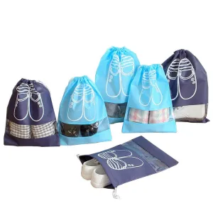 Waterproof Shoes Bag Pouch Storage Travel Bag Portable Tote Drawstring Bag Organizer Cover Non-Woven Laundry Dustproof Cover