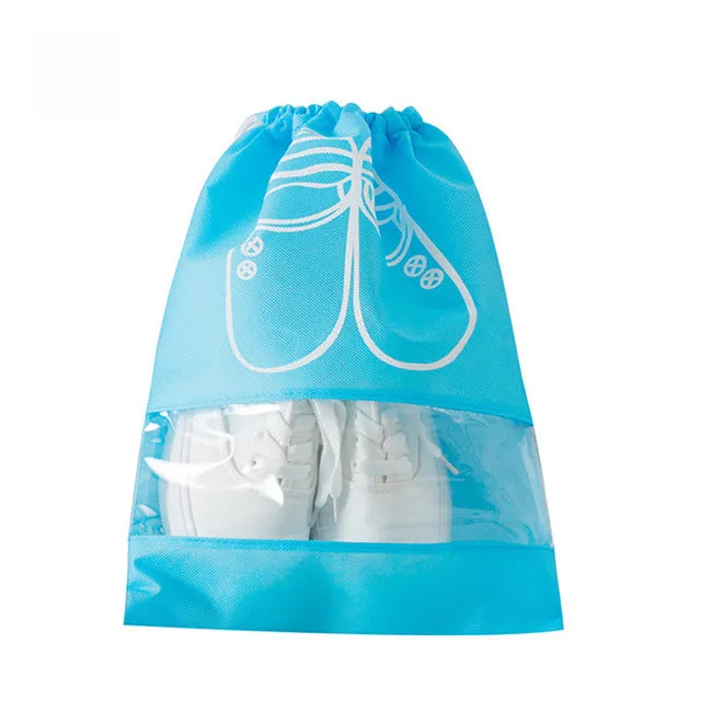 Waterproof Shoes Bag Pouch Storage Travel Bag Portable Tote Drawstring Bag Organizer Cover Non-Woven Laundry Dustproof Cover