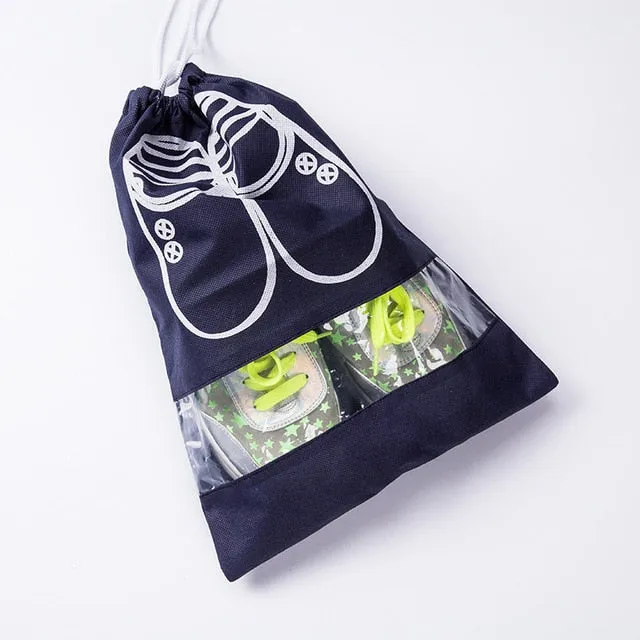 Waterproof Shoes Bag Pouch Storage Travel Bag Portable Tote Drawstring Bag Organizer Cover Non-Woven Laundry Dustproof Cover