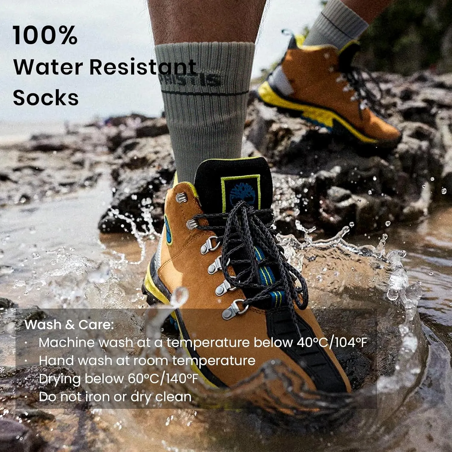 Waterproof Wading Socks, Leakproof Breathable Membrane Interlayer, Unisex Fishing Skiing Socks for Men Women Kids