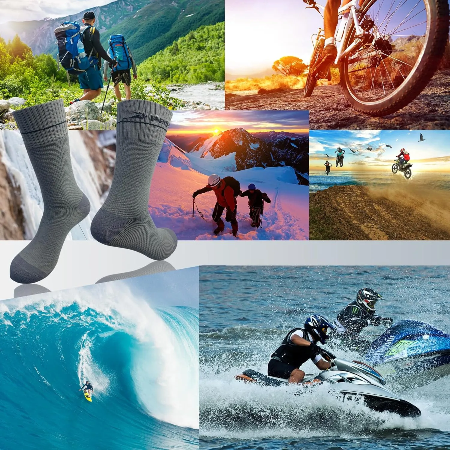 Waterproof Wading Socks, Leakproof Breathable Membrane Interlayer, Unisex Fishing Skiing Socks for Men Women Kids