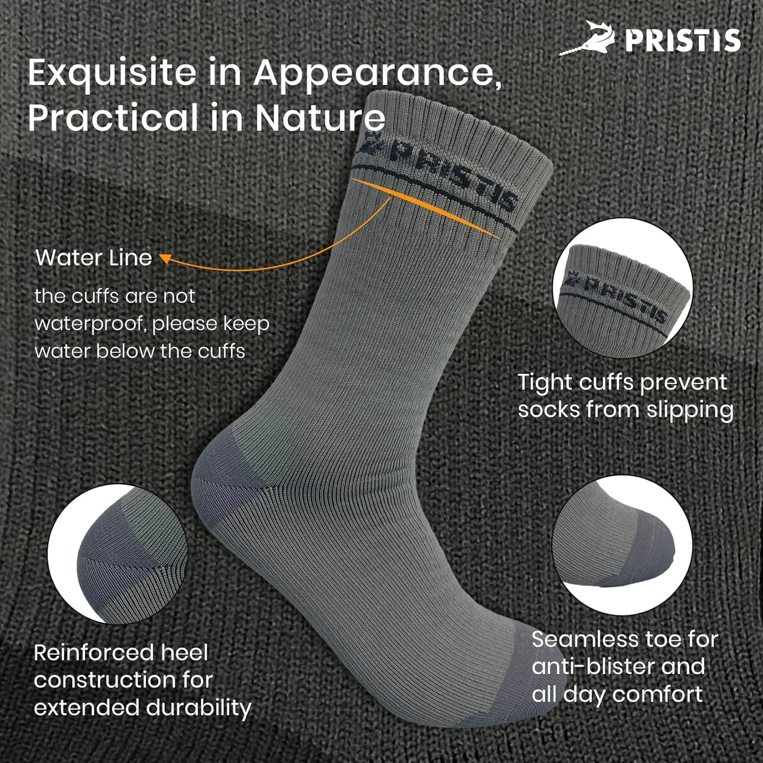 Waterproof Wading Socks, Leakproof Breathable Membrane Interlayer, Unisex Fishing Skiing Socks for Men Women Kids