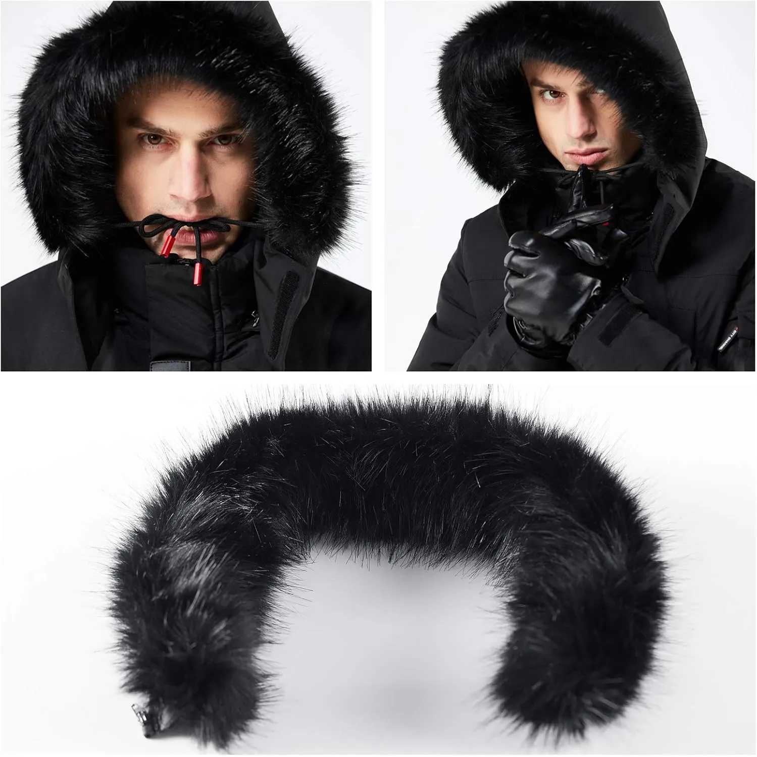 WEEN CHARM Men's Warm Parka Ski Jacket Water Resistant Puffer Jacket Long Winter Coat with Removable Faux Fur Hood