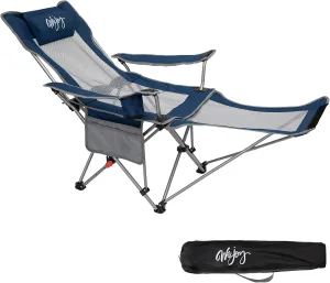 #WEJOY 2-in-1 Reclining Camping Chair, Lightweight Folding Camping Chair with Adjustable Backrest & Footrest, Camping Lounge Chair with Headrest, Cup Holder, Storage Bag, for Beach, Lawn, Concert