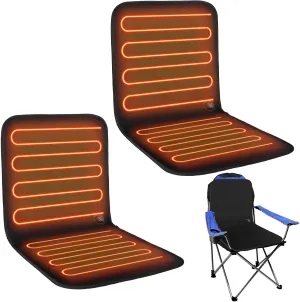 Wenqik USB Portable Heated Seat Cushion 17.72"x17.72" Heated Stadium Seat Cover 3 Mode Adjustable Heated Seat for Outdoors with Back Support Heating Pad for Chair at Work Office Bench (Black, 2 Pcs)