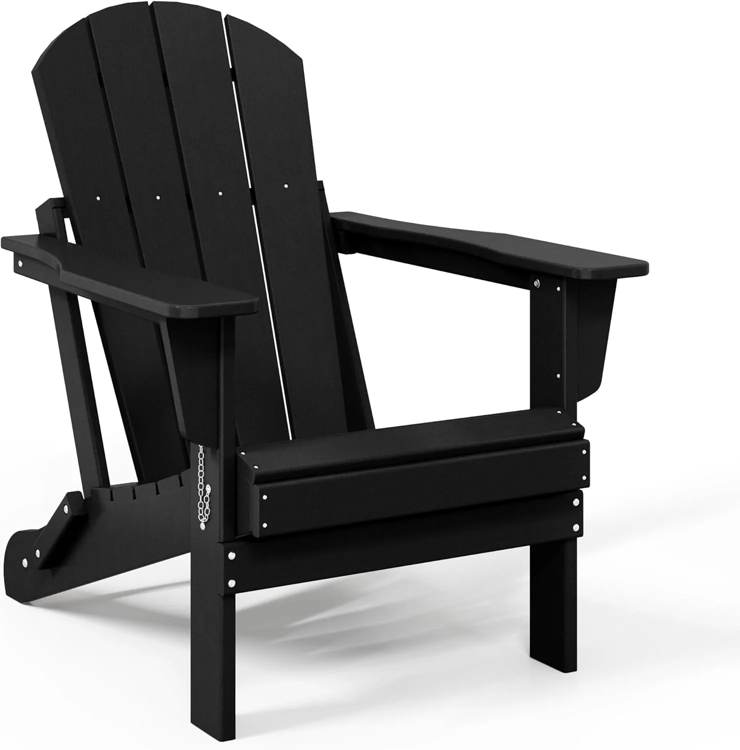 WestinTrends Malibu HDPE Outdoor Patio Folding Poly Adirondack Chair, Black