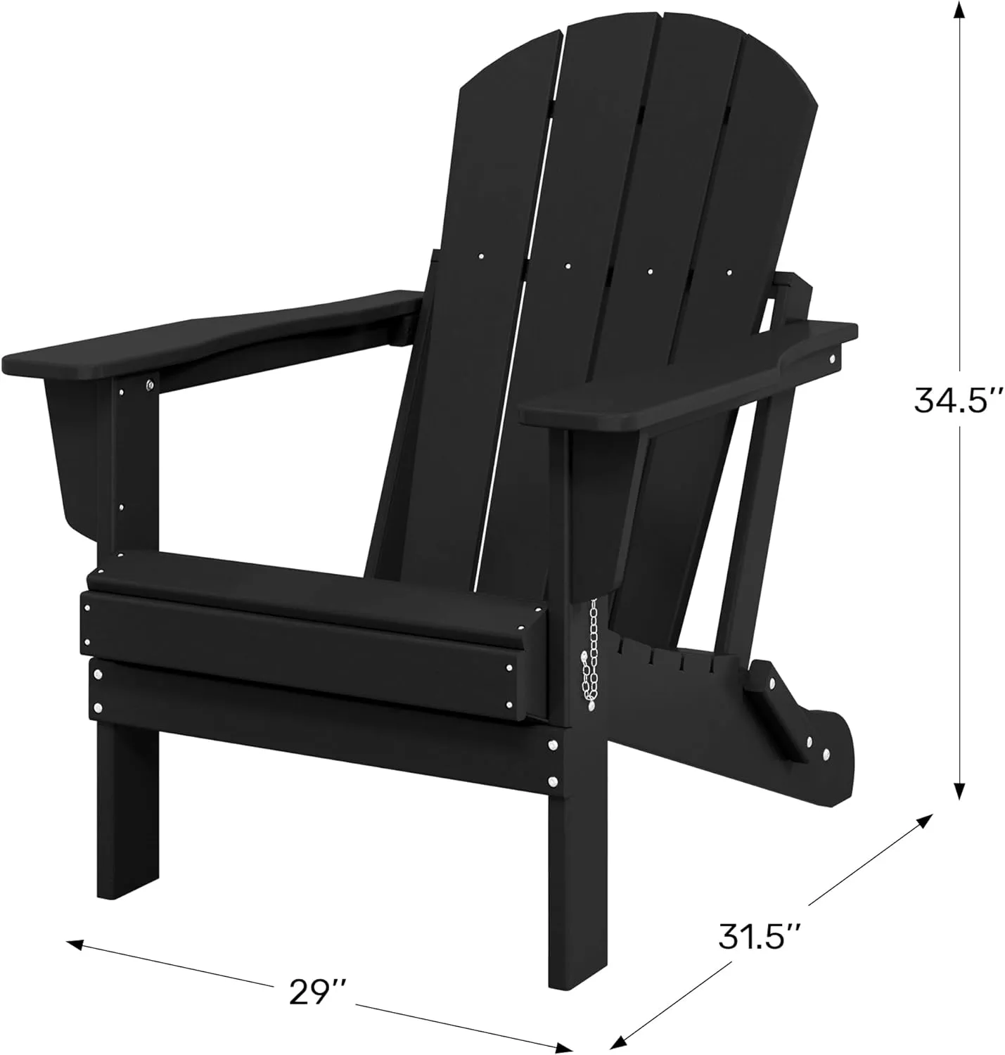 WestinTrends Malibu HDPE Outdoor Patio Folding Poly Adirondack Chair, Black