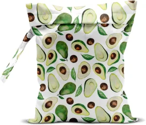 Wet Bag, Wet Dry Bag, Wet Bag for Swimsuit, Travel, Beach, Pool, Diapers, Dirty Yoga Gym Clothes, Toiletries, Makeup Bag, Snack Bag, Waterproof Reusable Fruit Peach Avocado Lemon