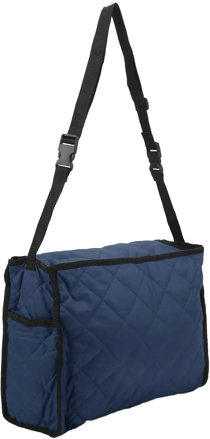 Wheelchair Hanging Storage Bag, Walker Side Bag, Large Capacity Quilted Cotton Material, and, Suitable for Trolley Electrically Propelled Wheelchair Walker (Navy Blue)