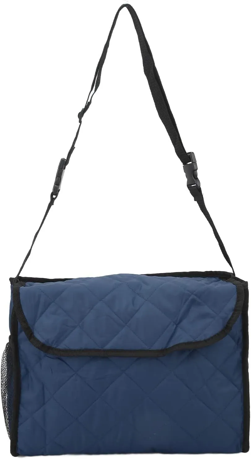 Wheelchair Hanging Storage Bag, Walker Side Bag, Large Capacity Quilted Cotton Material, and, Suitable for Trolley Electrically Propelled Wheelchair Walker (Navy Blue)