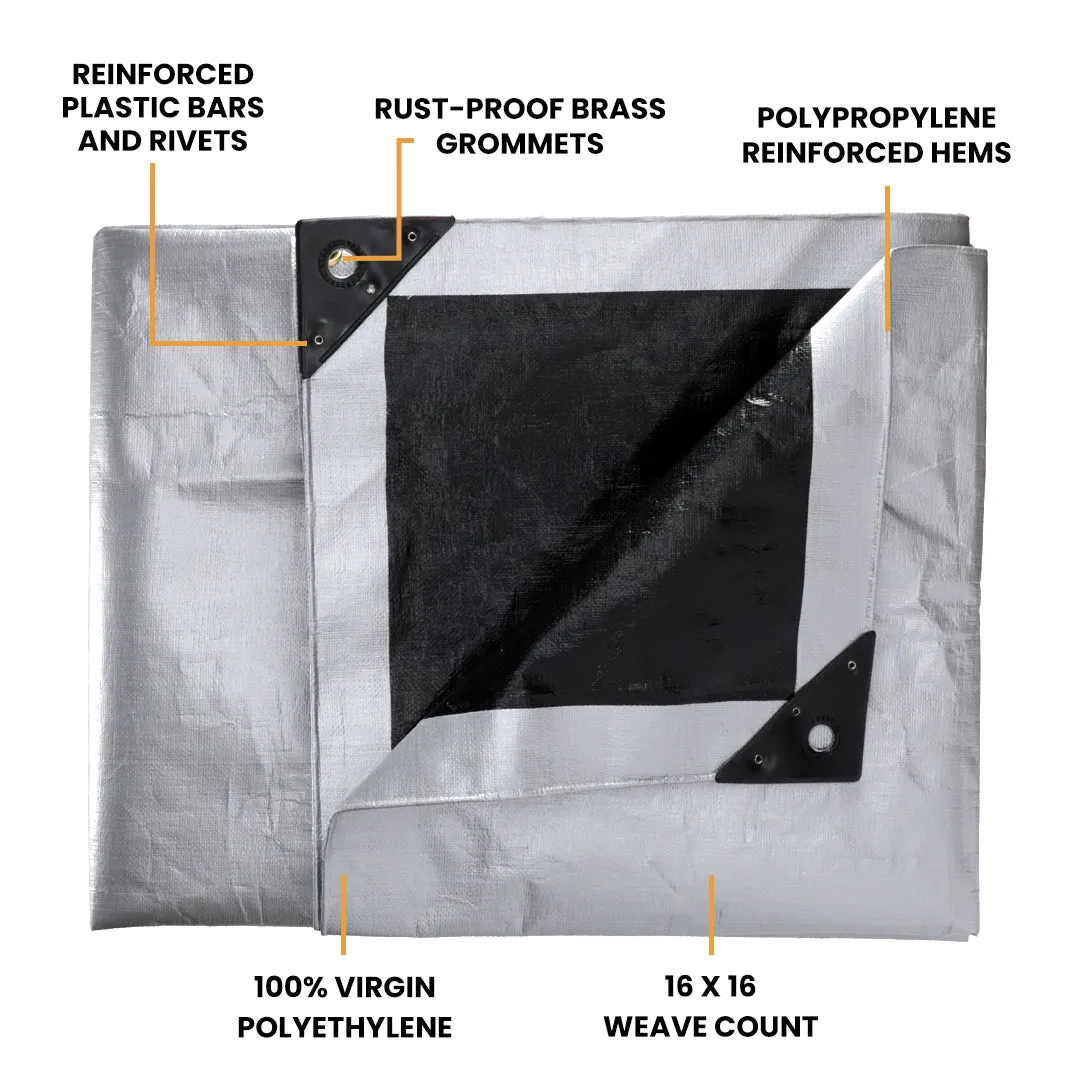 White Duck Super Heavy Duty Thick Poly Tarp Cover, 16Mil, 8oz.