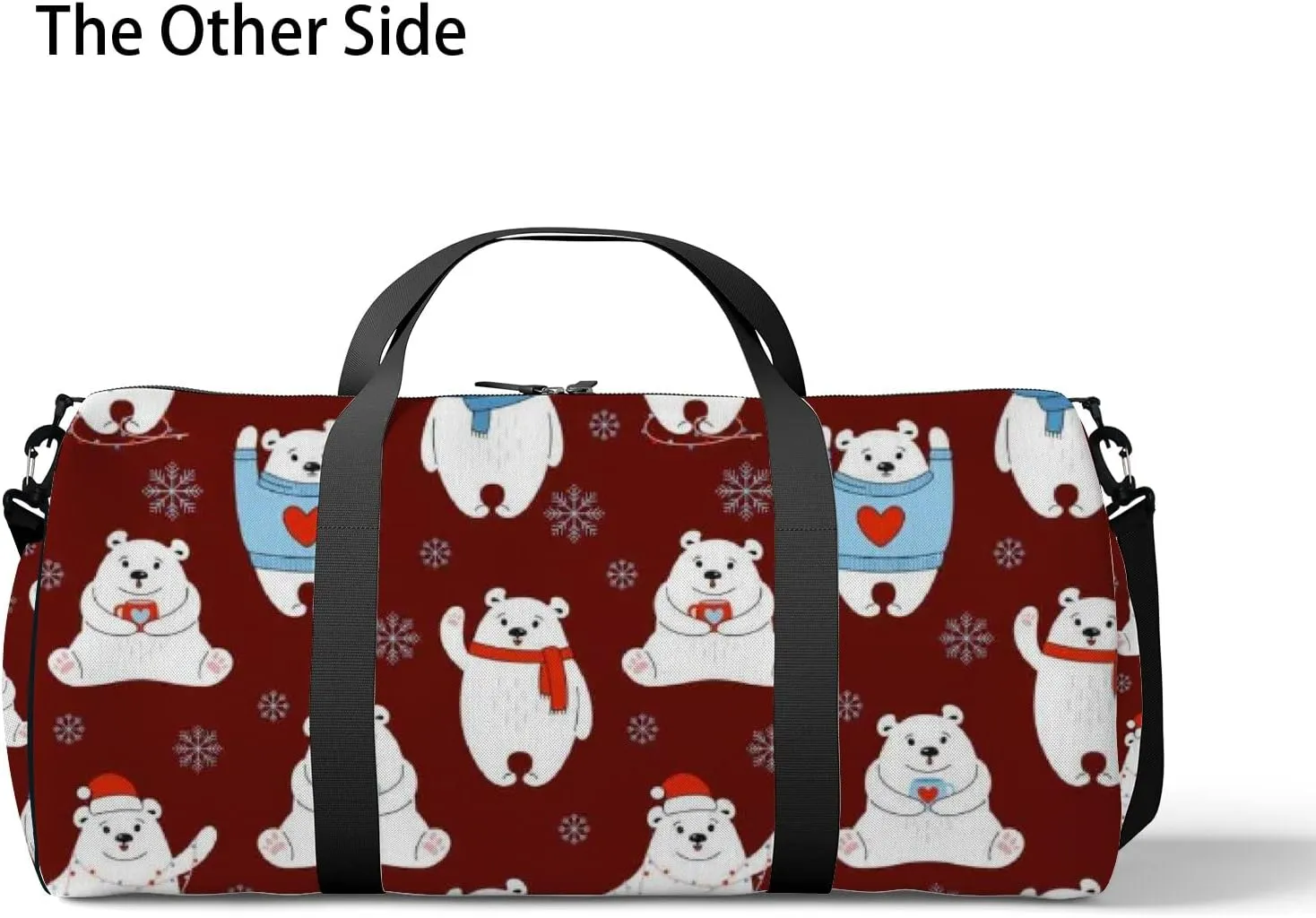 White Kawaii Cute Cartoon Polar Bear Sports Bag Tote Bag Waterproof Gym Bag with Shoulder Strap Zipper 2 Side Pockets for Men and Women, Travel and Storage Shoulder Bag.