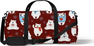 White Kawaii Cute Cartoon Polar Bear Sports Bag Tote Bag Waterproof Gym Bag with Shoulder Strap Zipper 2 Side Pockets for Men and Women, Travel and Storage Shoulder Bag.