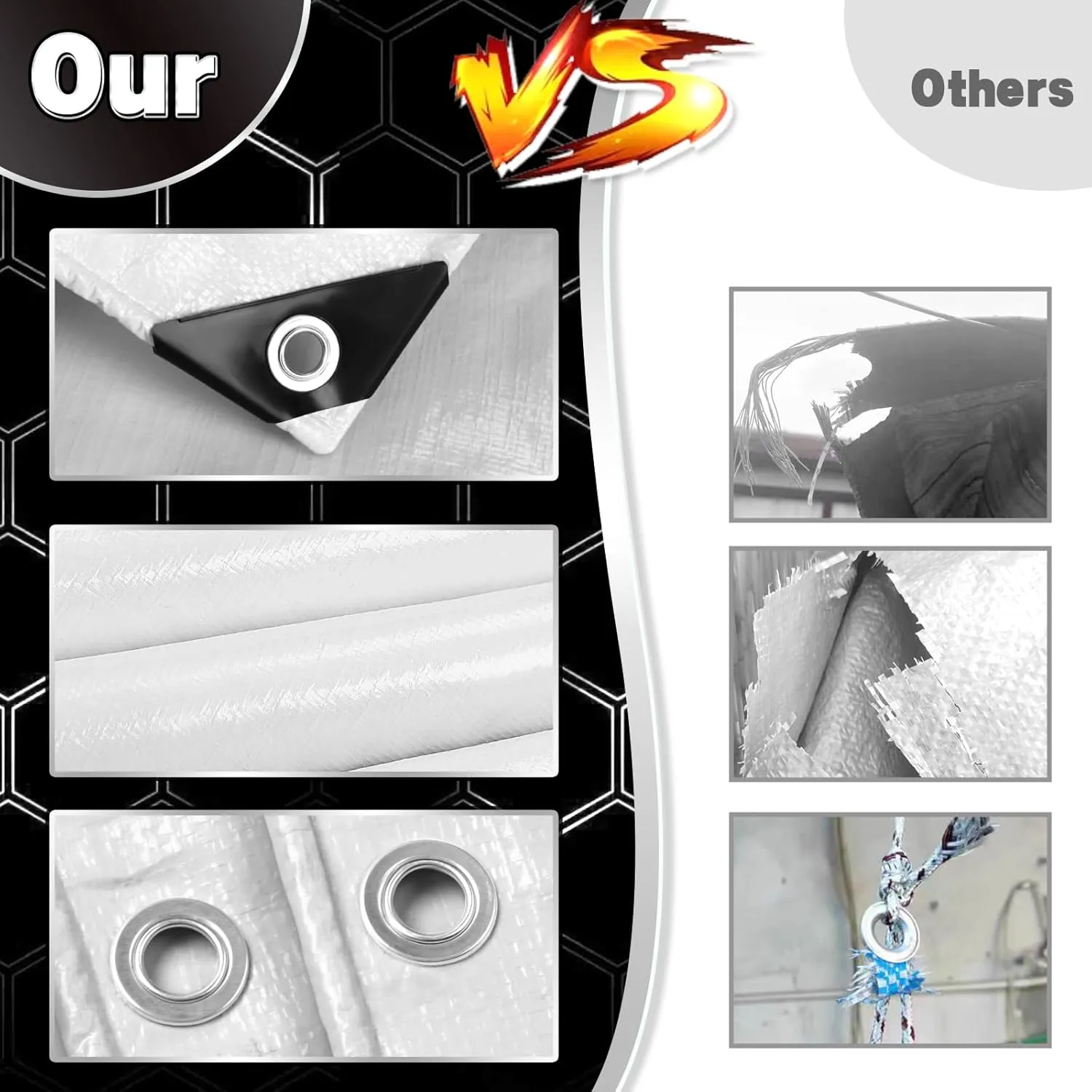 White Tarp 8x10 Feet, 10 Mil Thick Waterproof Poly Tarps Cover UV Resistant, Rip & Tear Proof with Metal Grommets Every 20 Inches