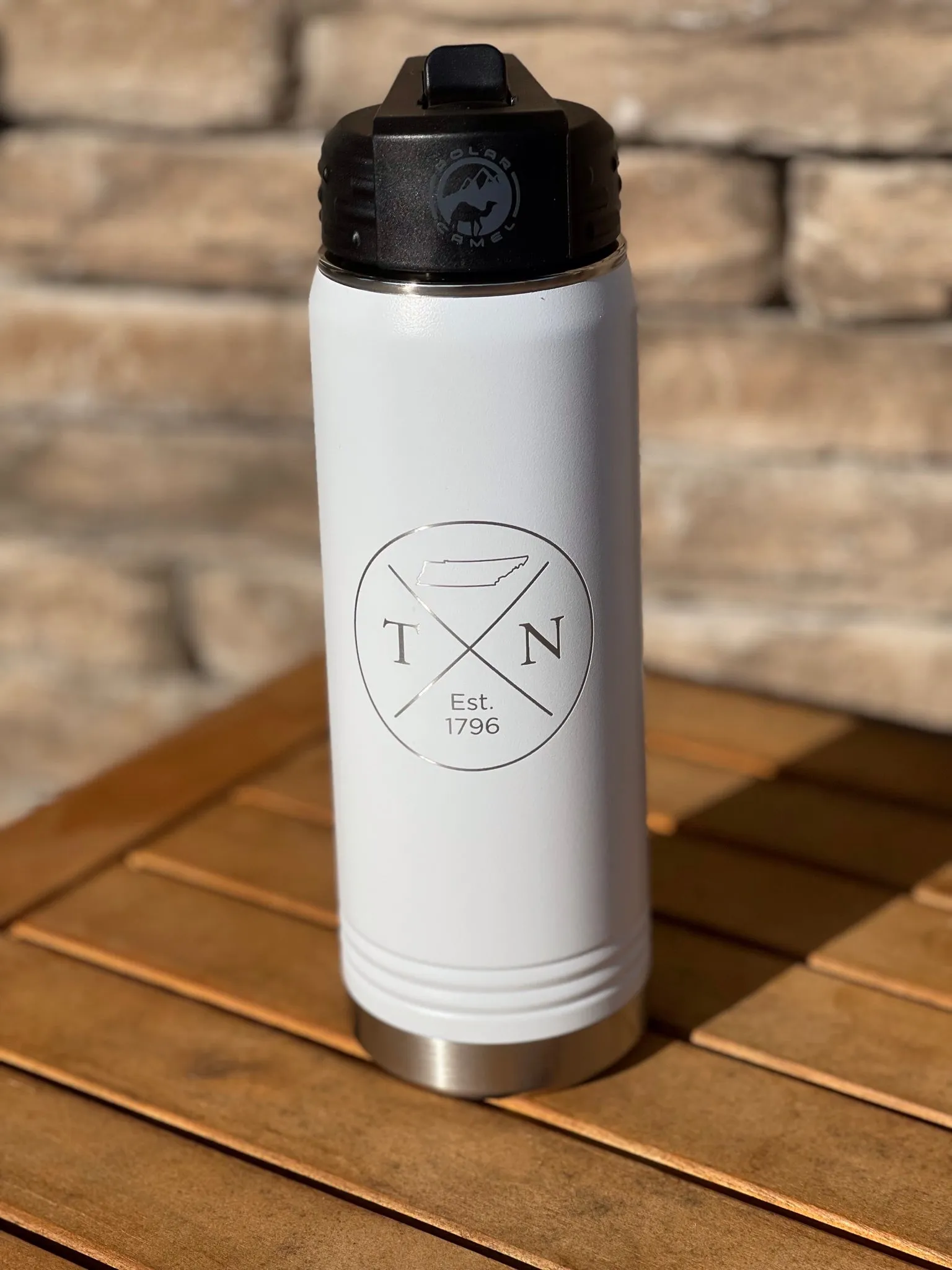 WHOLESALE- min (12) ...20 oz. Water Bottle- White # 8 Logo State TN w/circle