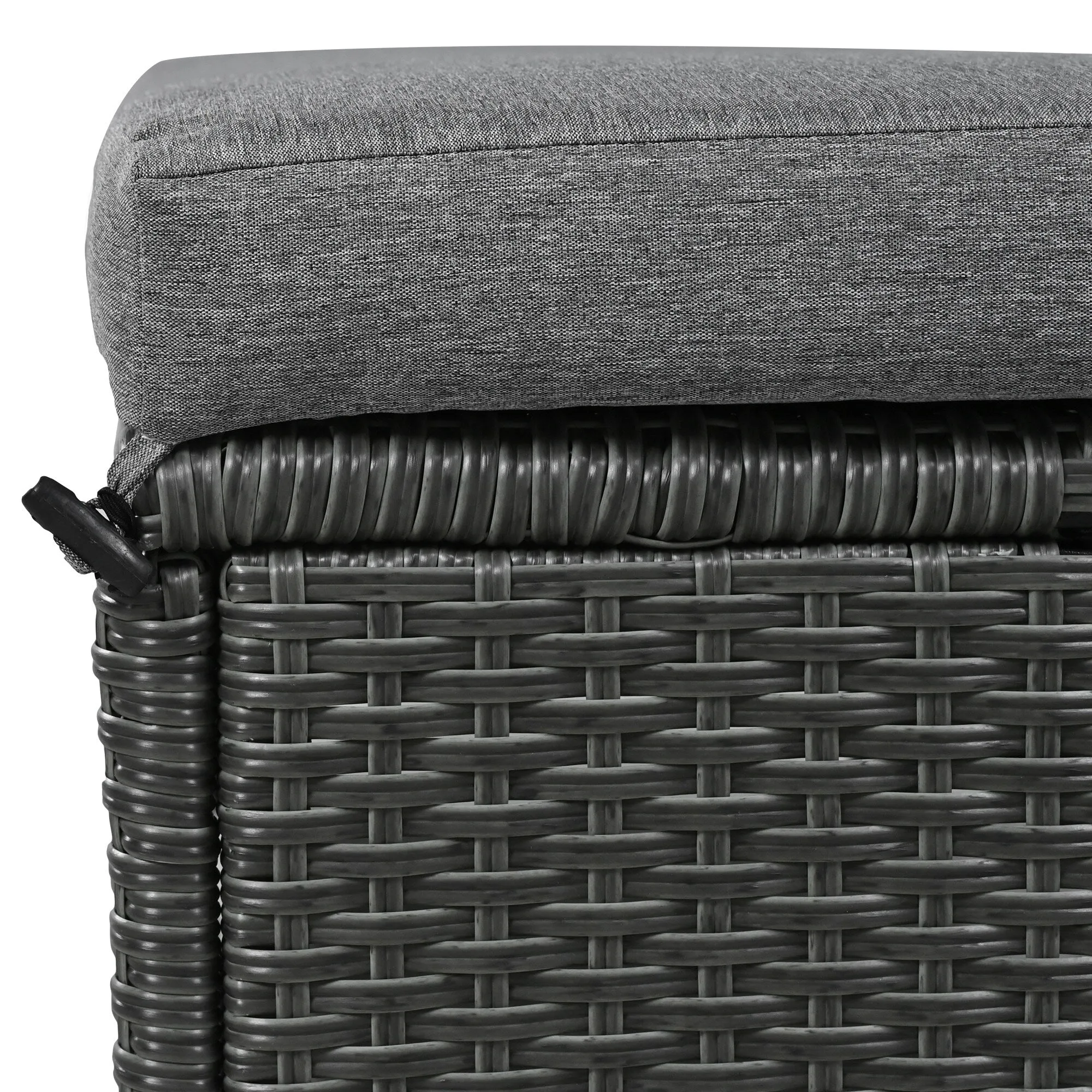 Wicker L-Shape Sectional Sofa w2 Fold Side Tables, Dining Table, Bench