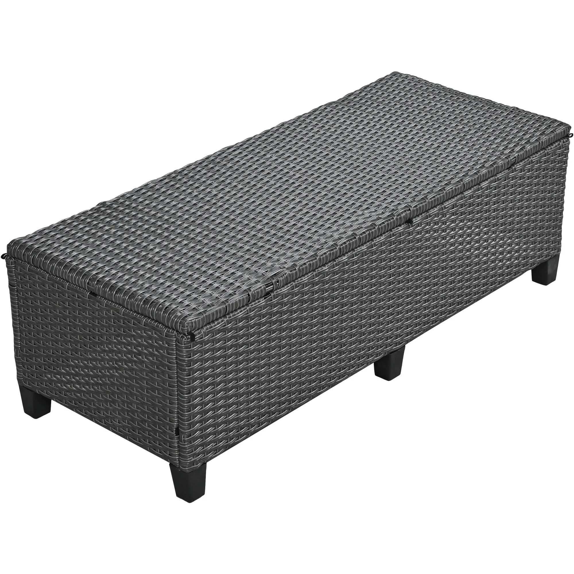 Wicker L-Shape Sectional Sofa w2 Fold Side Tables, Dining Table, Bench