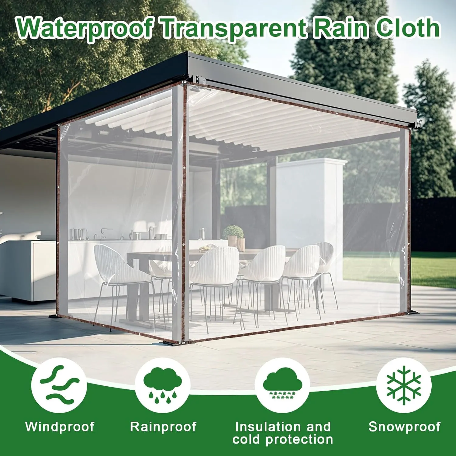 Windyun 2 Pack Heavy Duty Clear Tarps with Reinforced Edge Plastic Tarp Waterproof Plastic Cover Greenhouse Patio with 16 Elastic Rope and 2 Nylon Rope for Garden Furniture(6 x 10 ft)