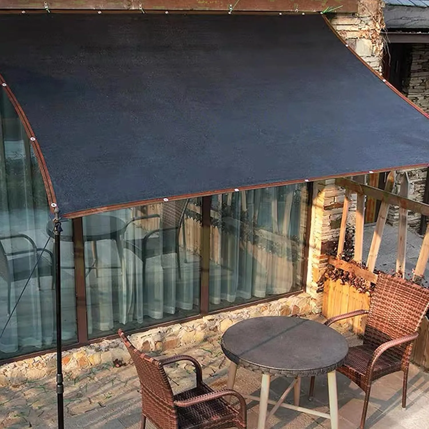 winemana 50% Black Shade Cloth, 10 x 20 FT Durable Mesh Tarp with Grommets, Garden Sunblock Shade Cloth Shading Antifreezing for Plants Cover, Greenhouse, Barns Kennel, Patio, Tomatoes