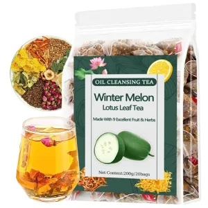Winter Melon Lotus Leaf Tea, Oil Cleansing Tea (10g/20Bags)200g Chrysanthemum Herbal Tea Wax Gourd Lotus Leaf Herbal Teabag, 9 Ingredients Natural Blend Formula (1PCS/20Teabags)