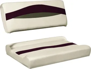 Wise BM1152-989 Premier Series Pontoon Flip-Flop Seat Cushion Set, Platinum/Wineberry/Manatee