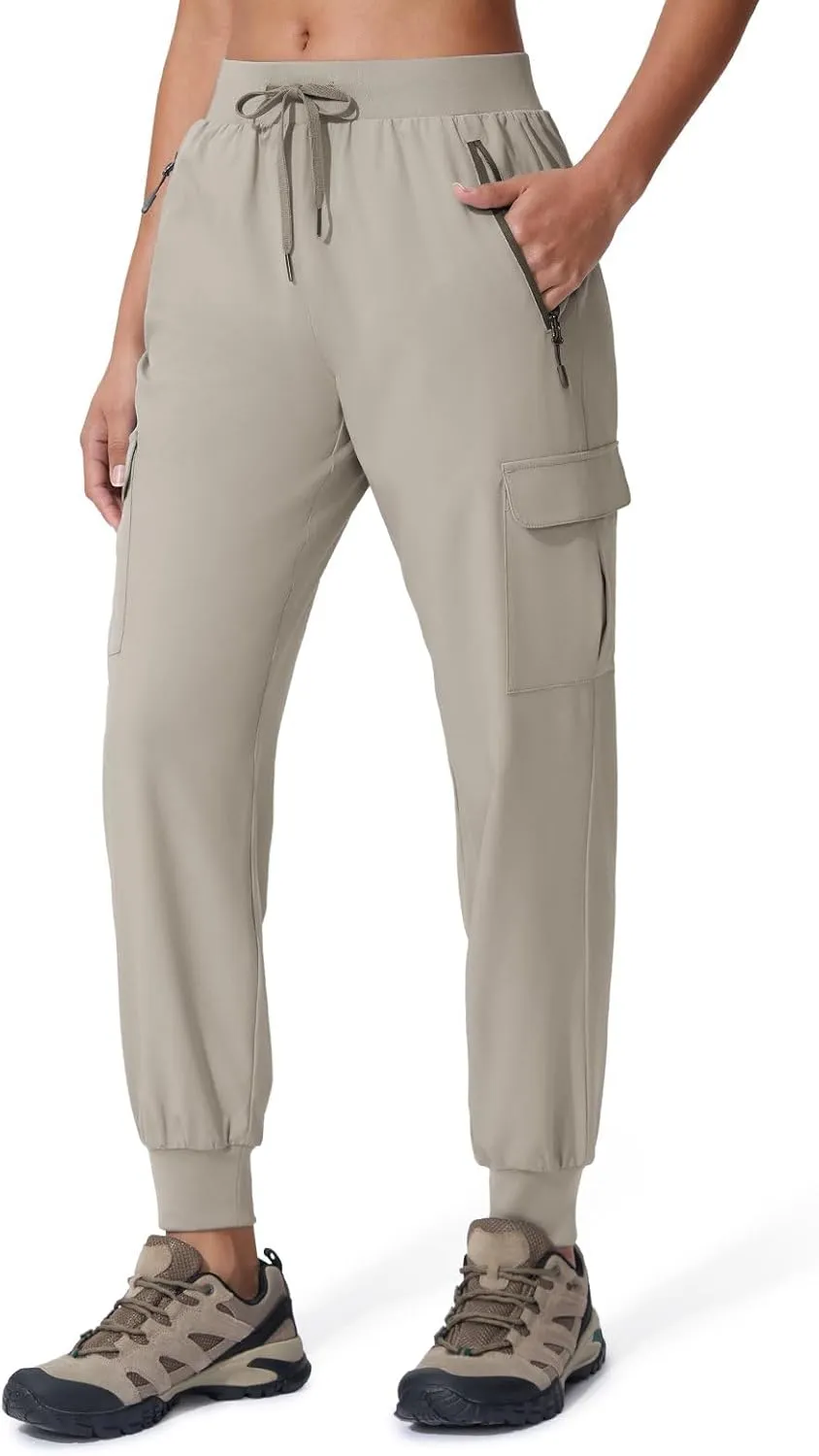 Women's Cargo Joggers Quick Dry Hiking Joggers UPF 50  Lightweight Athletic Jogger Pants Travel Water Resistant