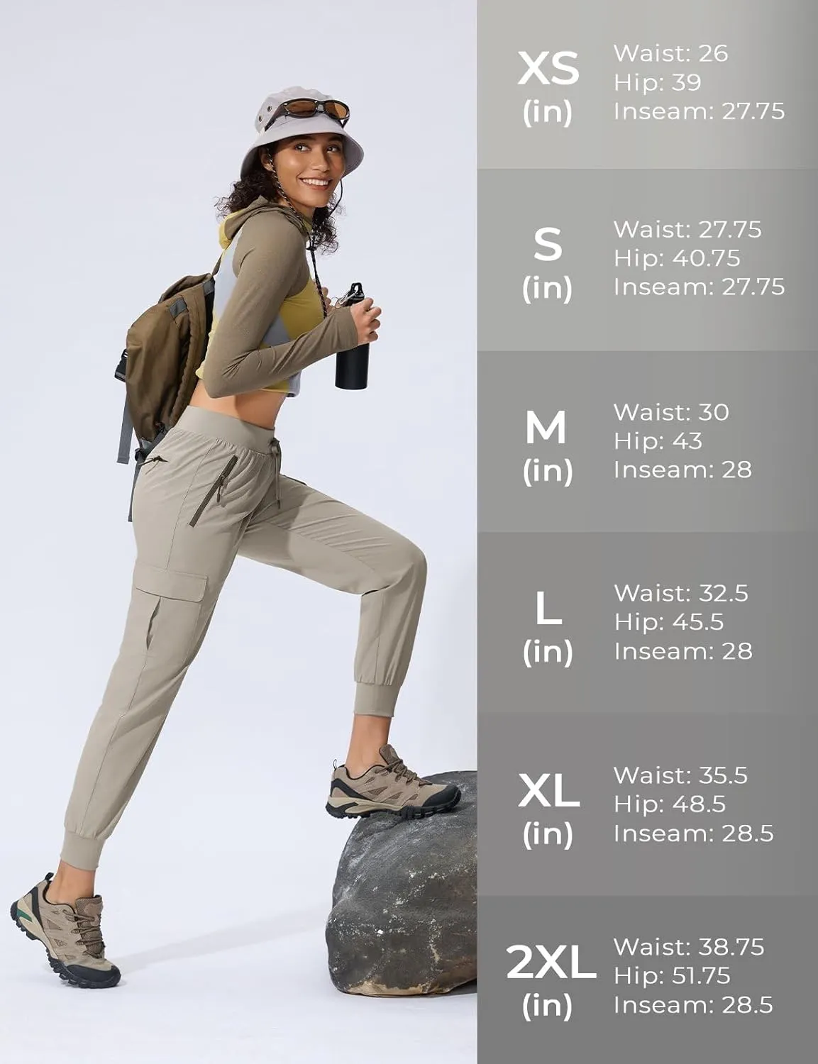 Women's Cargo Joggers Quick Dry Hiking Joggers UPF 50  Lightweight Athletic Jogger Pants Travel Water Resistant