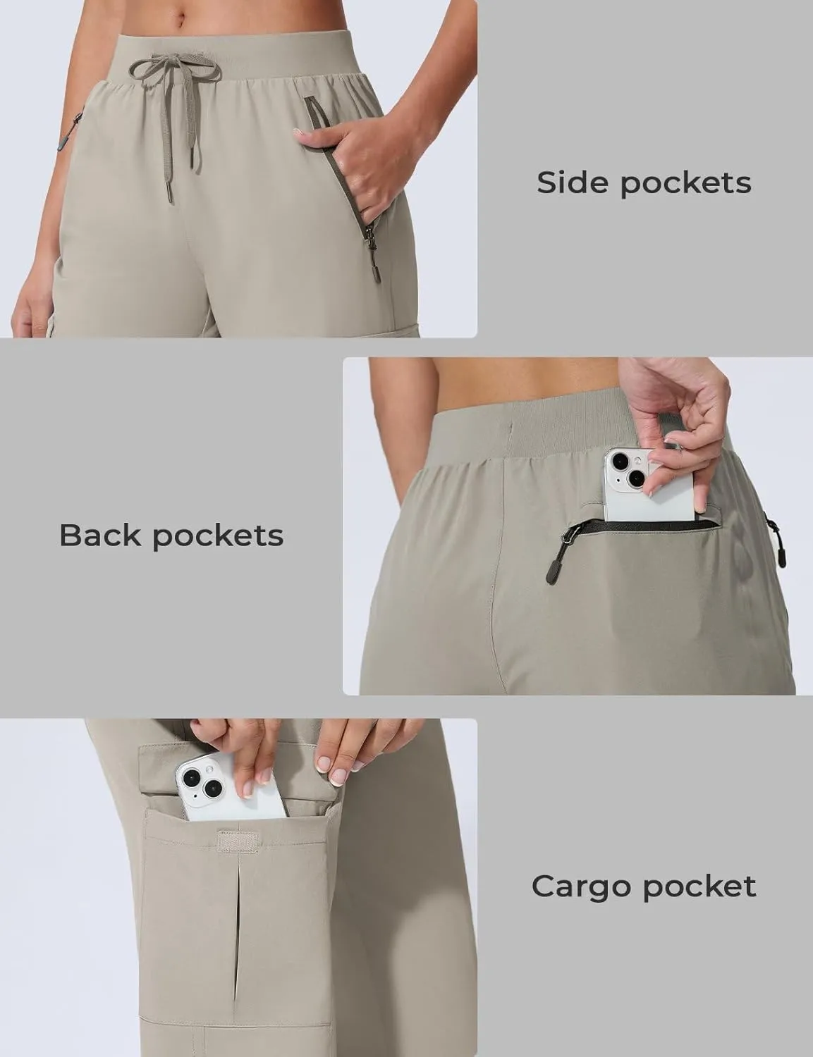 Women's Cargo Joggers Quick Dry Hiking Joggers UPF 50  Lightweight Athletic Jogger Pants Travel Water Resistant