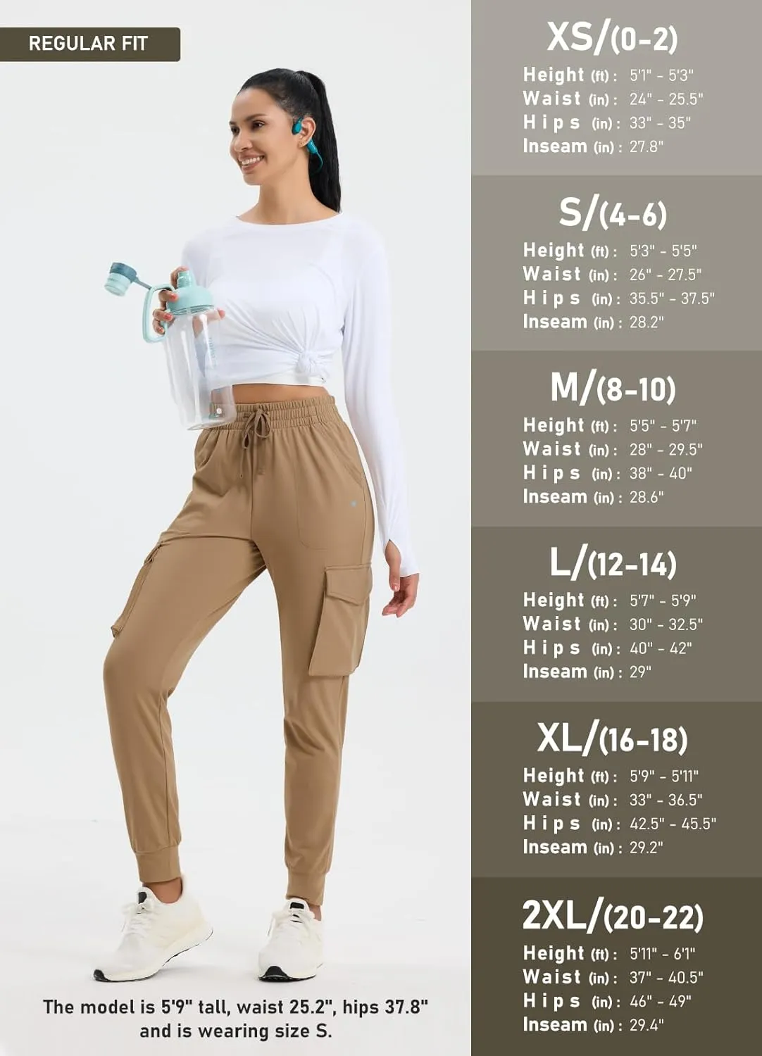 Women's Clearance Fleece Lined Cargo Joggers Water Resistant Winter Hiking Pants Sweatpants Snow Running