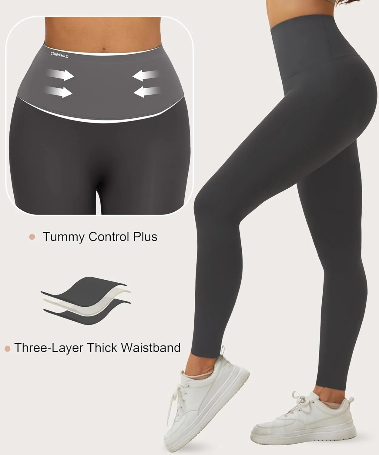 Women's Compression Leggings Butt Lifting Work Out Athletic Gym High Waist Tummy Control Stretchy with Pockets