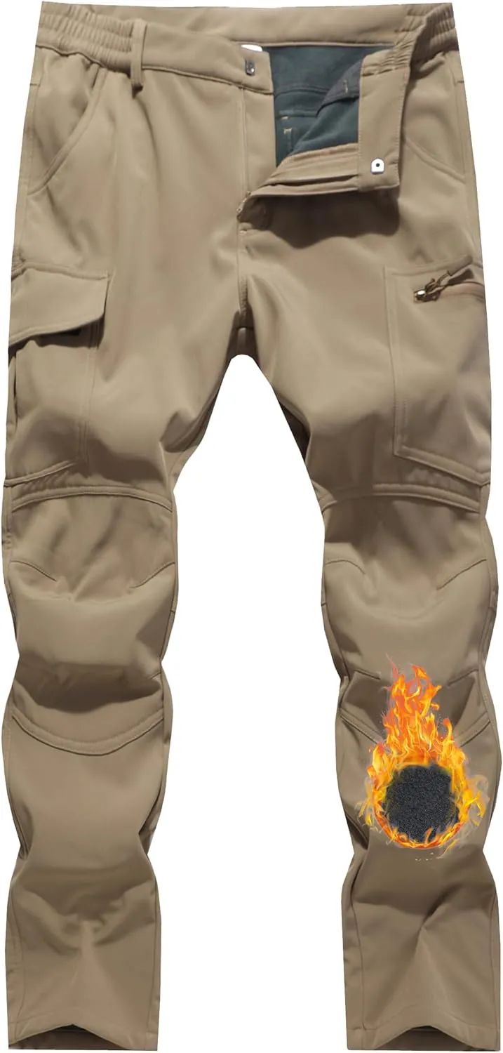 Women's Snow Ski Pants Fleece Lined Waterproof Softshell Insulated Winter Outdoor Hiking Cargo Pants
