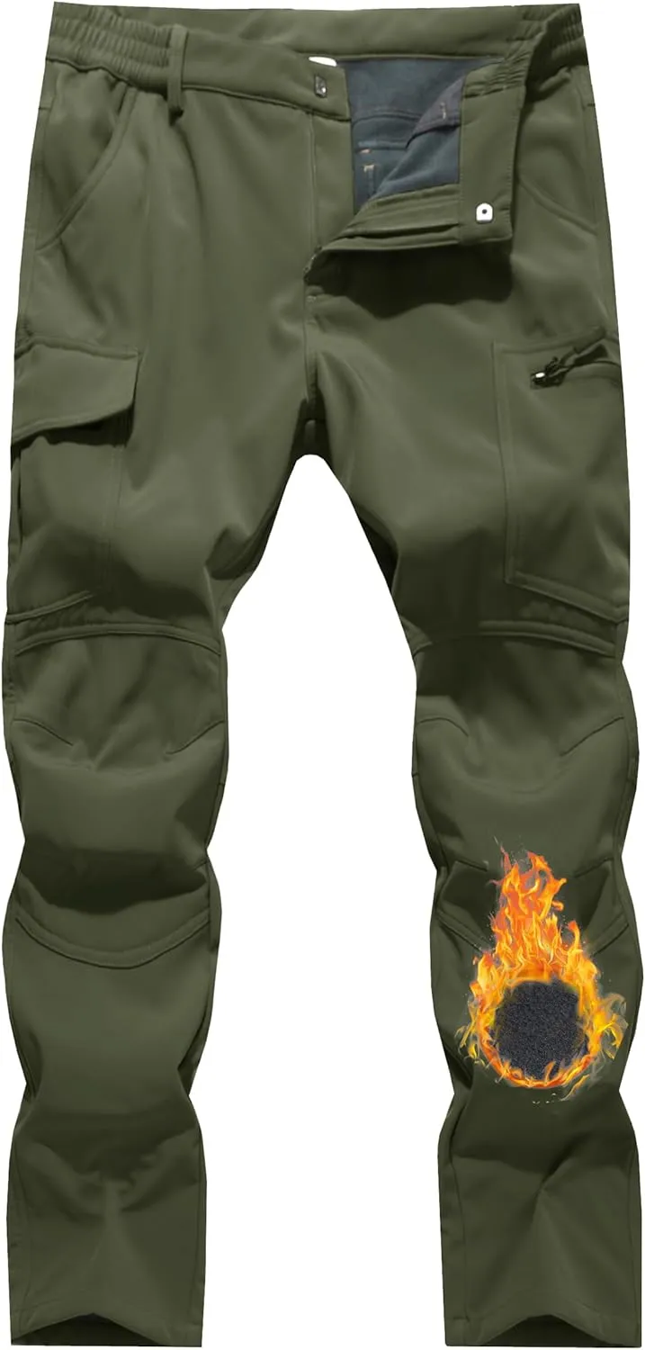 Women's Snow Ski Pants Fleece Lined Waterproof Softshell Insulated Winter Outdoor Hiking Cargo Pants