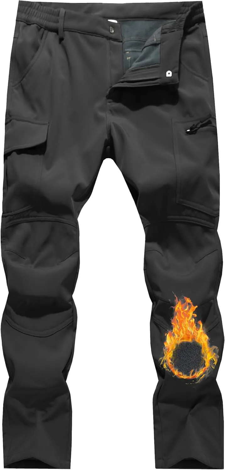 Women's Snow Ski Pants Fleece Lined Waterproof Softshell Insulated Winter Outdoor Hiking Cargo Pants