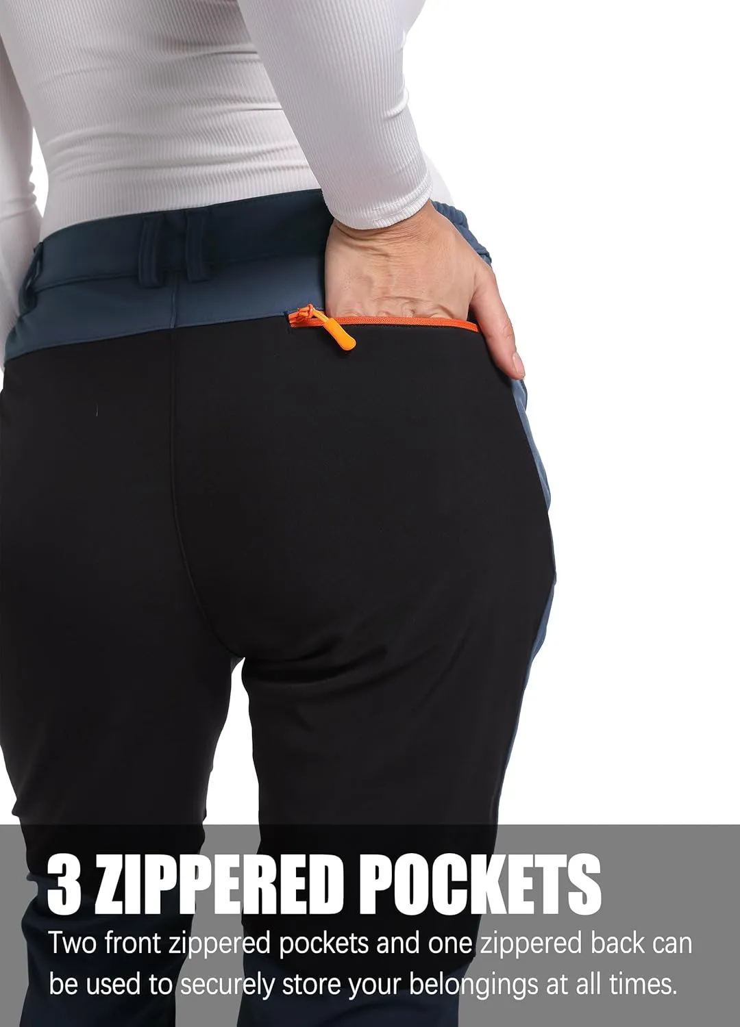 Women's Snow Ski Pants Fleece Lined Winter Outdoor Waterproof Insulated Warm Softshell Hiking Cargo Pants