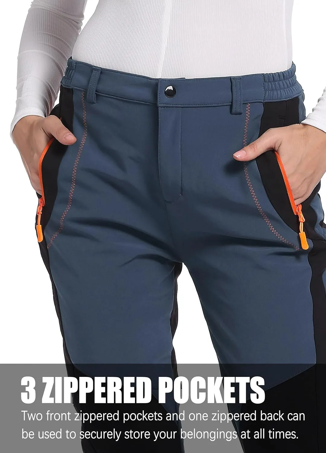 Women's Snow Ski Pants Fleece Lined Winter Outdoor Waterproof Insulated Warm Softshell Hiking Cargo Pants