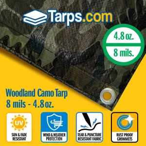 Woodland Camouflage Medium Duty Poly Tarps