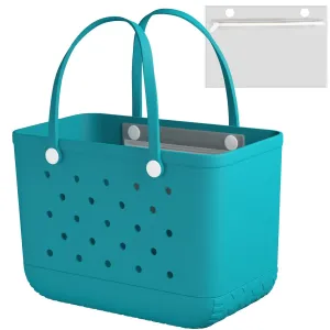 X-Large Rubber Tote Bag Beach Bag, Washable Durable Beach Tote Bag, Travel Tote Washable Handbag Storage Bag for Pool