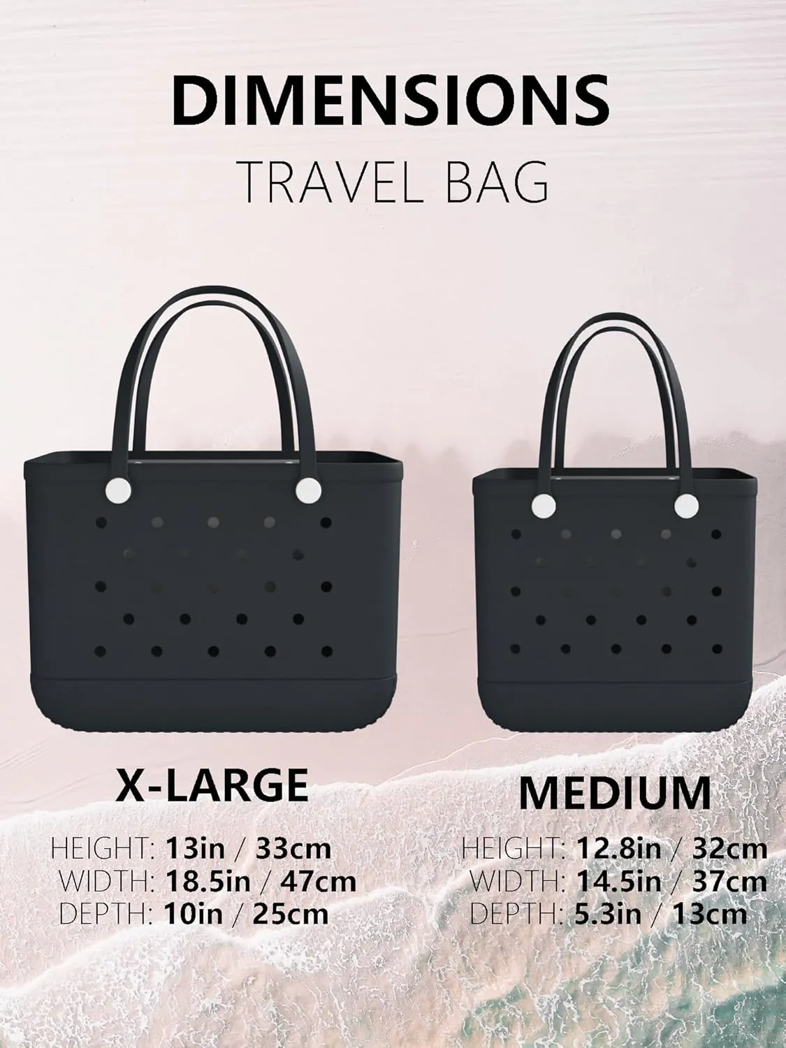 X-Large Rubber Tote Bag Beach Bag, Washable Durable Beach Tote Bag, Travel Tote Washable Handbag Storage Bag for Pool