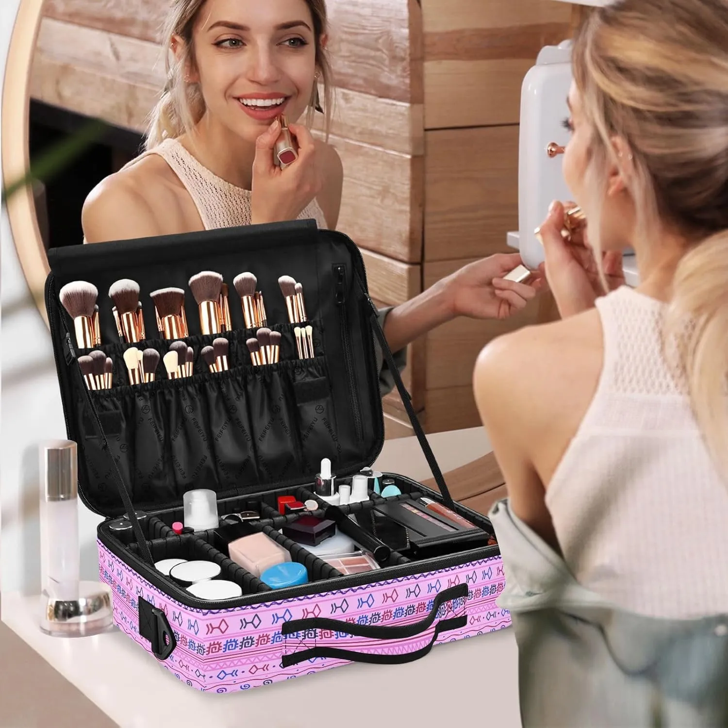 XL Hard Shell Large Portable Zipper Makeup Bag for Travel